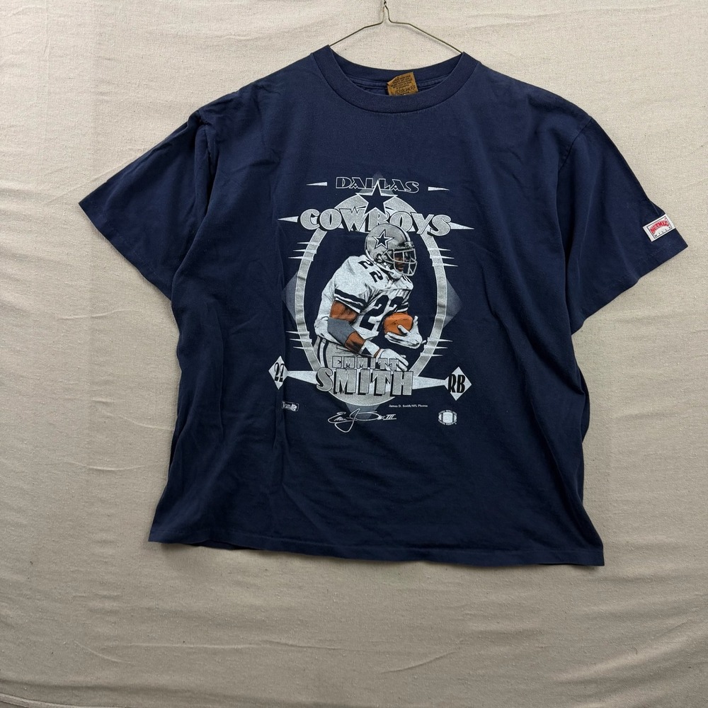 Nutmeg Mills T-Shirt Mens XL Navy Blue Dallas Cowboys Emmitt Smith‎ Vintage NFL